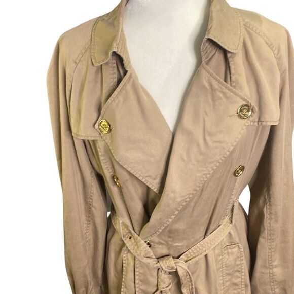 Michael Michael Kors Large Women’s Tan Classic Belted Lightweight Trench Coat - Picture 3 of 12